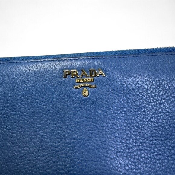 PRADA Saffiano Leather Long L Zipper Wallet, Blue - Picture 2 of 16